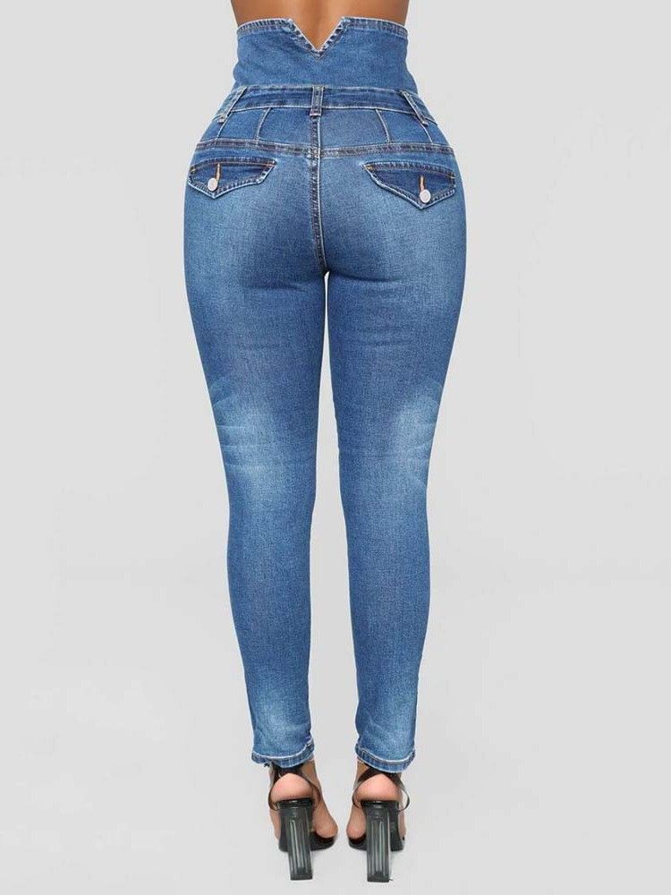 Calça Jeans Feminina Slim Com Cintura Alta