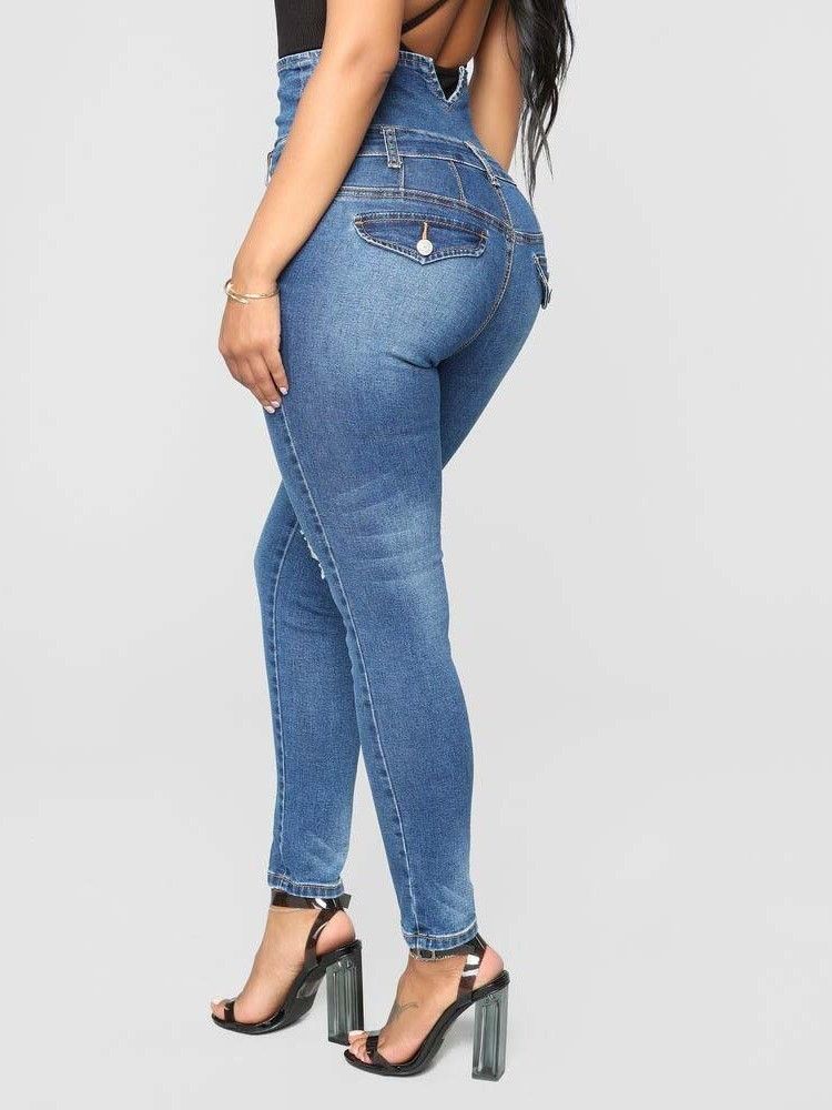 Calça Jeans Feminina Slim Com Cintura Alta