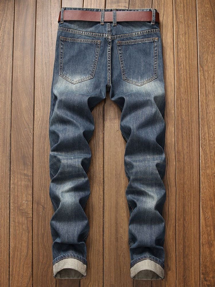 Calça Jeans Homem Cintura Metade Com Zíper Simples