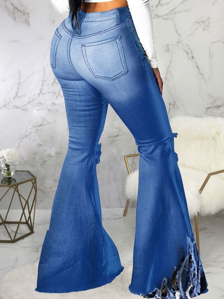 Calça Jeans Justa Com Zíper Feminino Lisa Tassel Bellbottoms