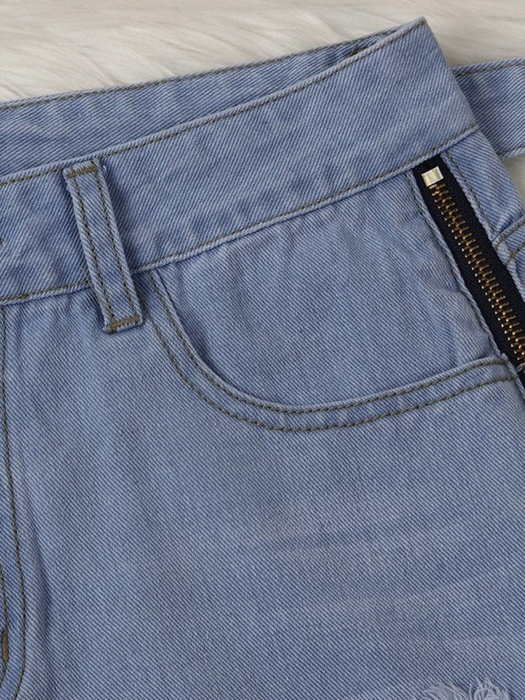 Calça Jeans Justa Feminina Com Zíper De Cintura Média