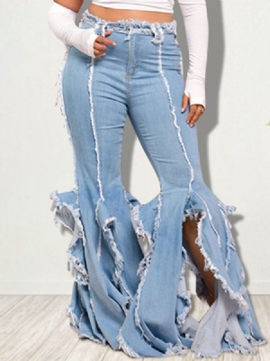 Calça Jeans Justa Feminina Com Zíper Leve E Bolso