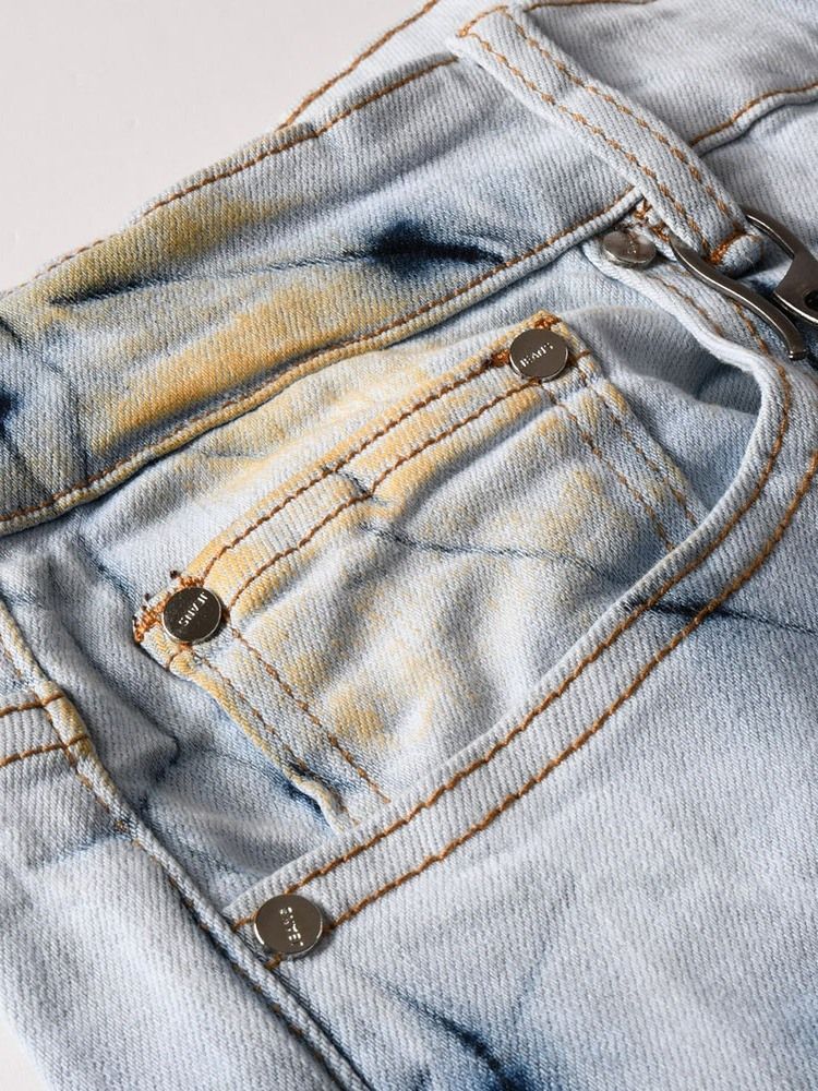 Calça Jeans Justa Masculina Com Estampa Reta E Zíper De Cintura Média