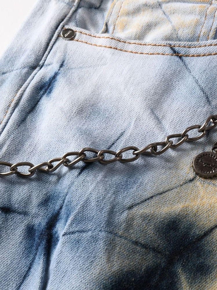 Calça Jeans Justa Masculina Com Estampa Reta E Zíper De Cintura Média