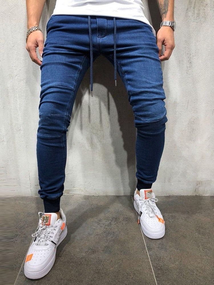 Calça Jeans Lisa Masculina Com Cintura Baixa