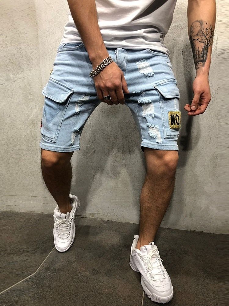 Calça Jeans Masculina De Cintura Fina Com Bolso Fino