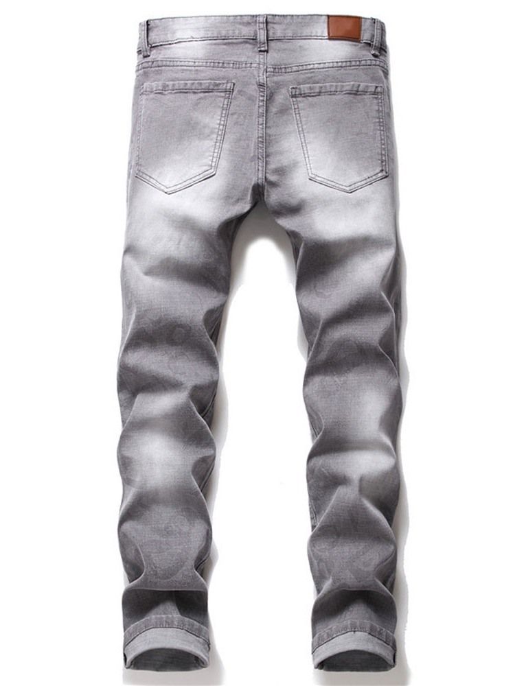 Calça Jeans Masculina De Cintura Média Com Zíper