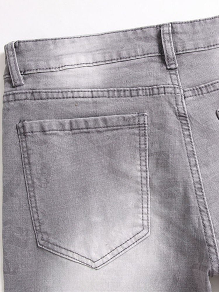 Calça Jeans Masculina De Cintura Média Com Zíper