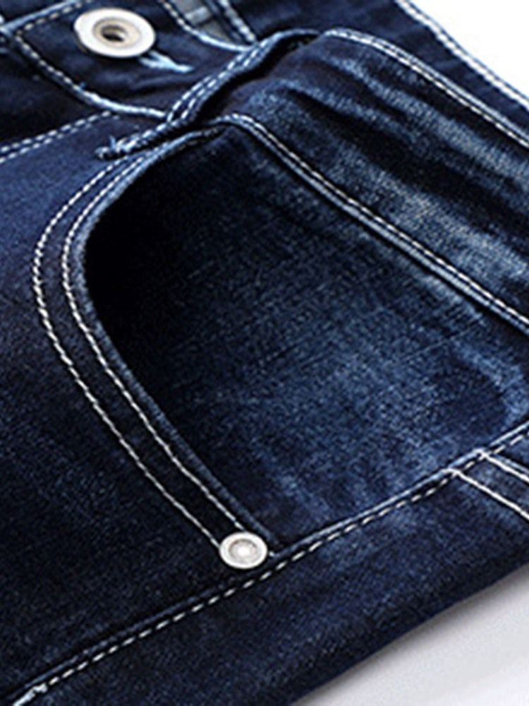 Calça Jeans Masculina Europeia Com Buraco Médio E Cintura Média