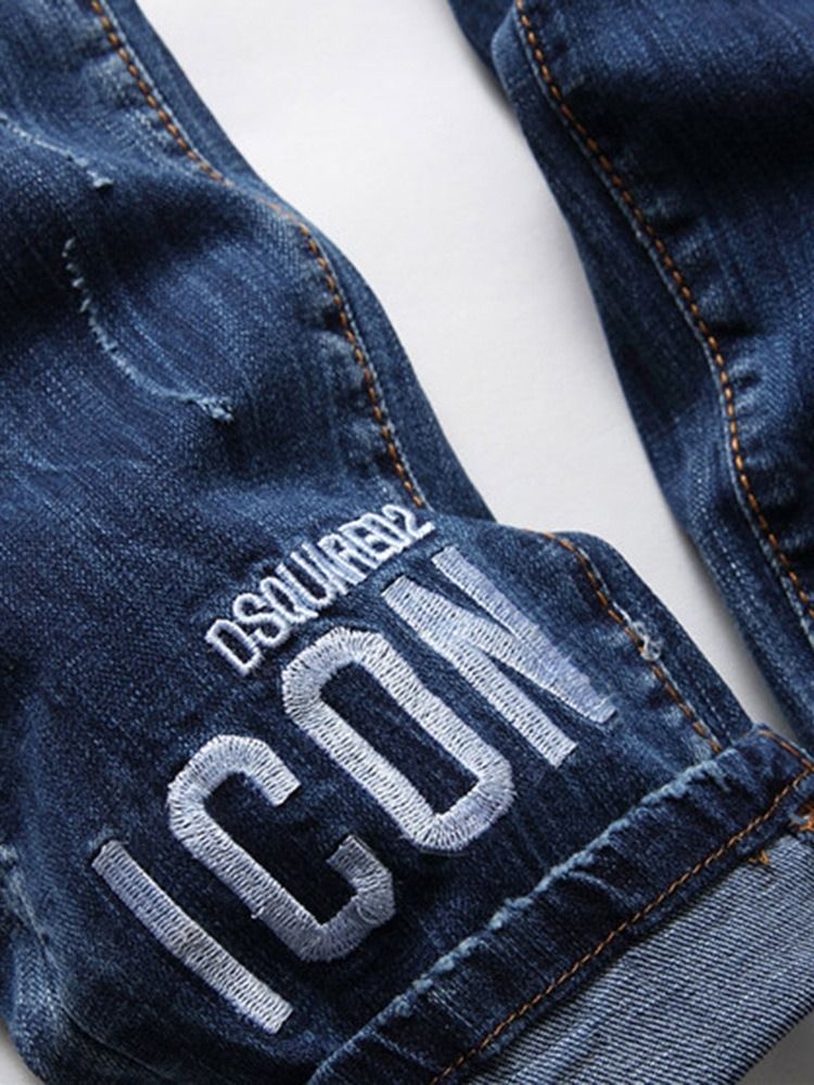 Calça Jeans Masculina De Hip Hop Com Botão De Bolso