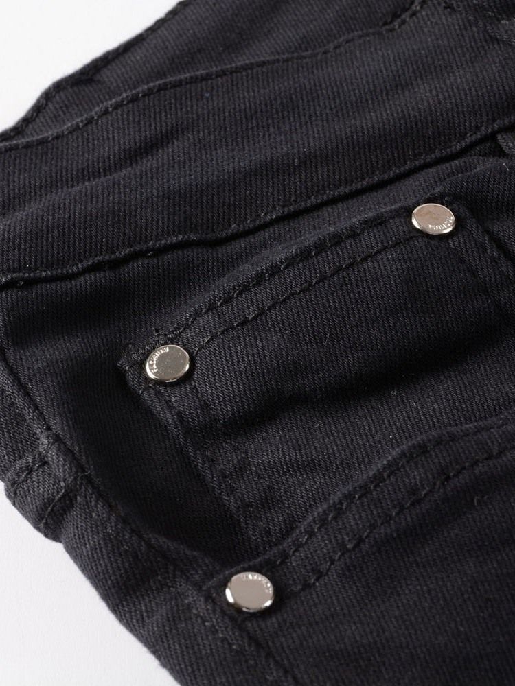 Calça Jeans Masculina Justa Com Zíper Casual Com Bolso