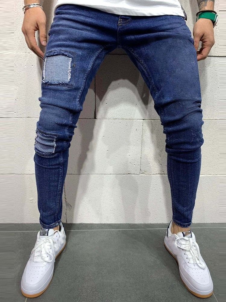 Calça Jeans Masculina Lisa Coreana De Cintura Média