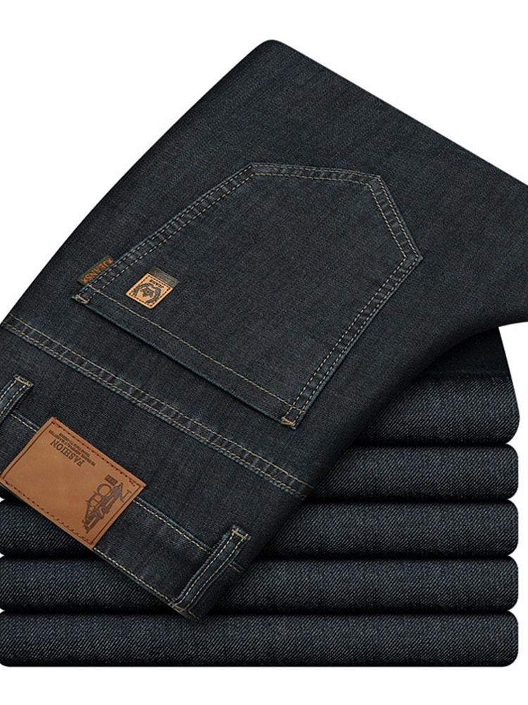 Calça Jeans Reta De Bolso Liso De Cintura Alta Masculina