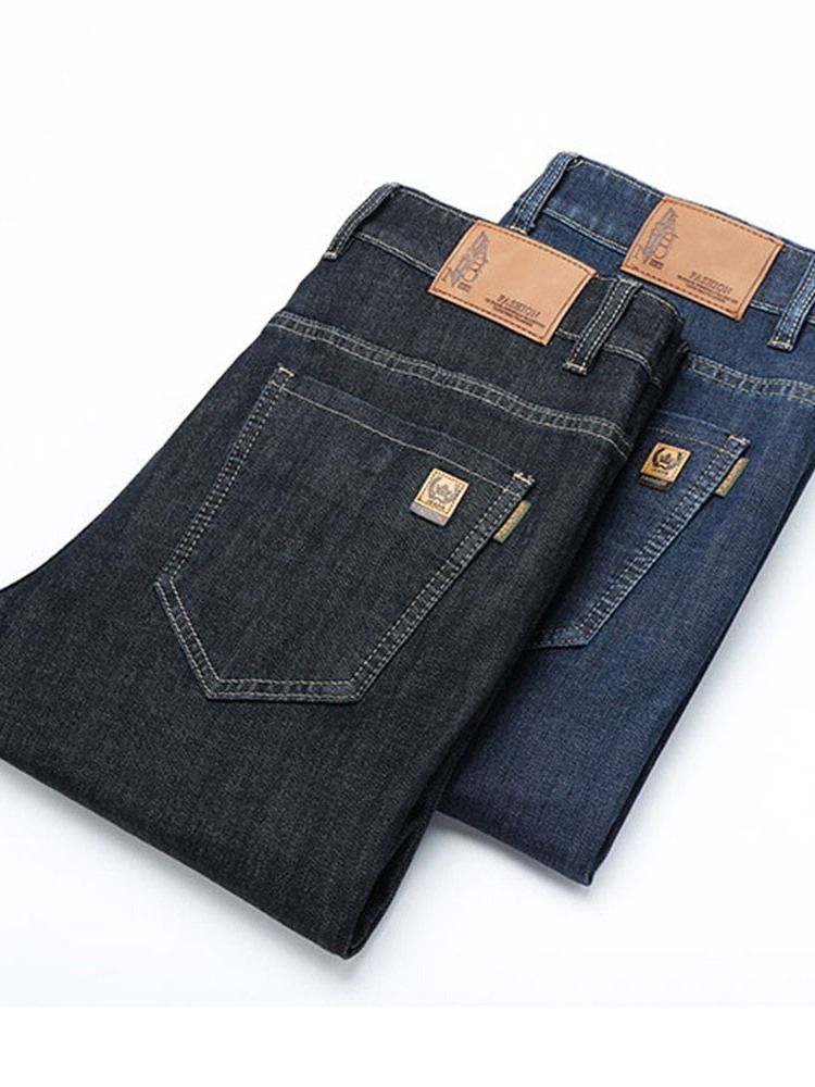 Calça Jeans Reta De Bolso Liso De Cintura Alta Masculina