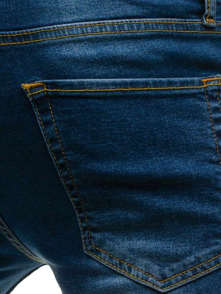 Calça Jeans Simples Desgastada Inelástica Masculina Casual Rasgada