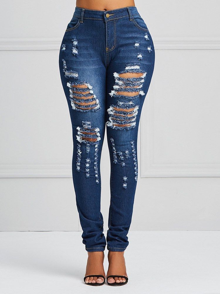 Calça Jeans Skinny Stretchy Rasgada