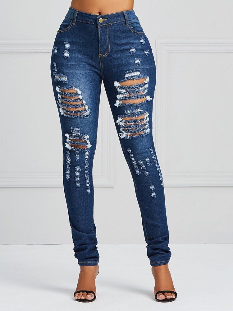 Calça Jeans Skinny Stretchy Rasgada