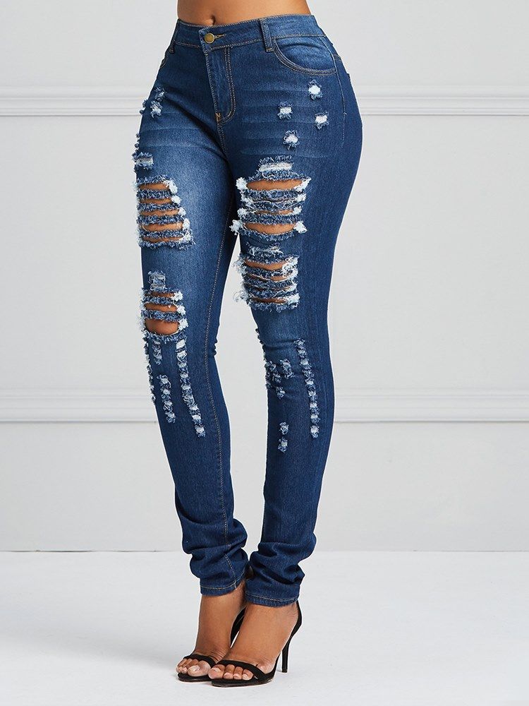 Calça Jeans Skinny Stretchy Rasgada