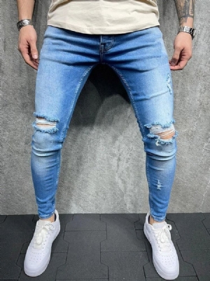 Calça Lápis Bolso Calça Jeans Casual Com Zíper Masculino