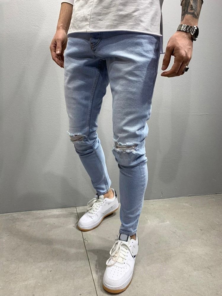 Calça Lápis De Bolso Masculino Com Zíper De Cintura Média