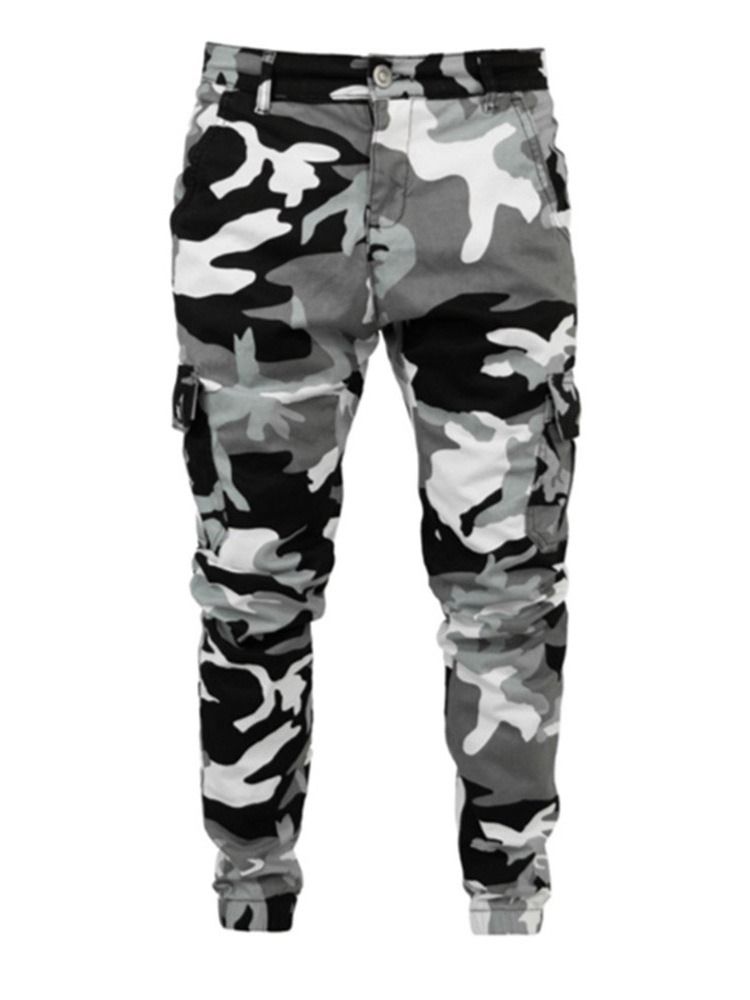 Calça Lápis Camuflagem Calça Jeans Europeu Masculino