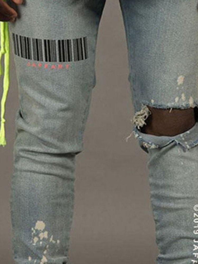 Calça Lápis Cintura Média Calça Jeans Europeu Masculino