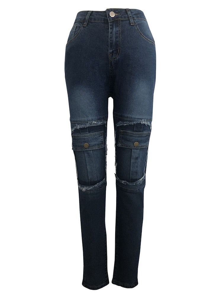 Calça Lápis Com Zíper De Bolso Feminino Skinny Jeans