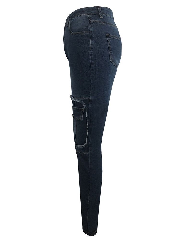 Calça Lápis Com Zíper De Bolso Feminino Skinny Jeans