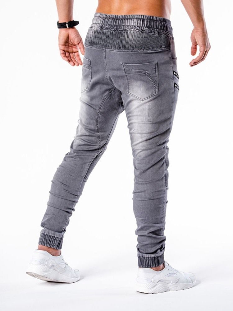 Calça Lápis Com Zíper Casual Cintura Média Calça Jeans Masculina