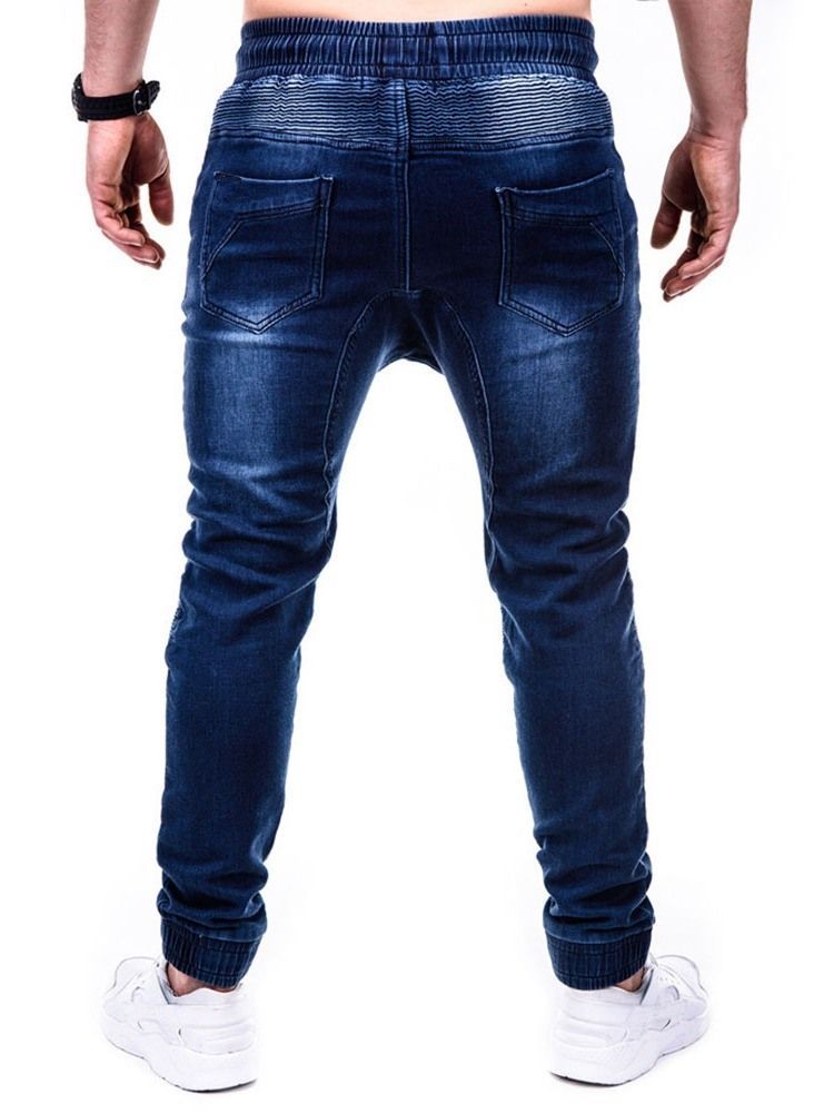 Calça Lápis Com Zíper Casual Cintura Média Calça Jeans Masculina