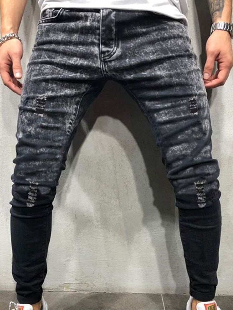 Calça Lápis Com Zíper Calça Jeans Casual Masculina