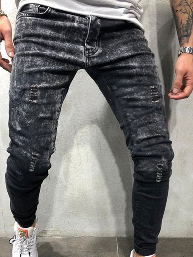 Calça Lápis Com Zíper Calça Jeans Casual Masculina