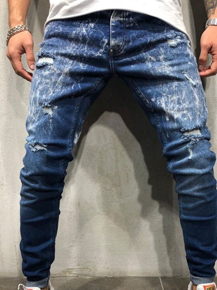 Calça Lápis Com Zíper Calça Jeans Casual Masculina