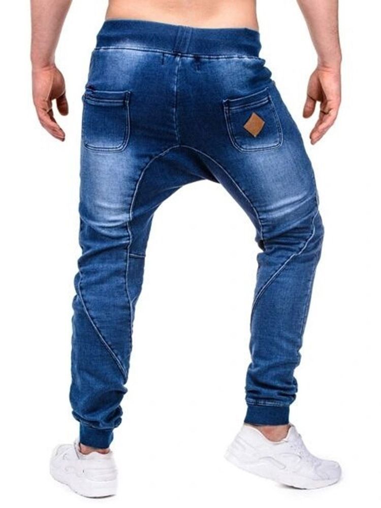 Calça Lápis Com Zíper Liso Calça Jeans Casual Masculina