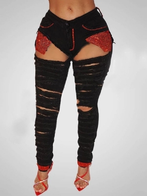 Calça Lápis Feminina Com Zíper Liso Zíper Calça Jeans Skinny