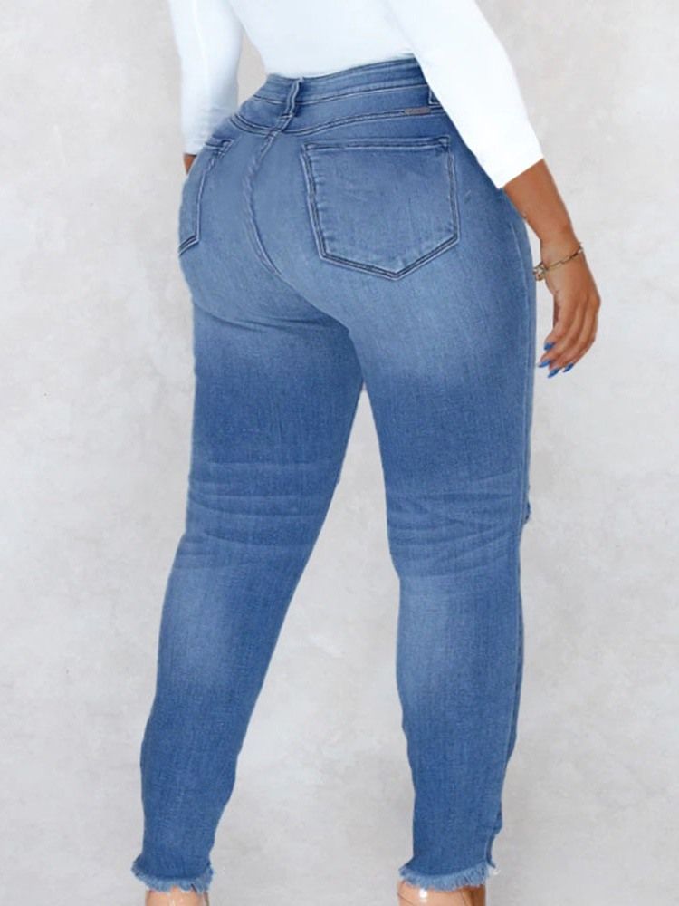 Calça Lápis Feminina Calça Jeans Skinny De Botão