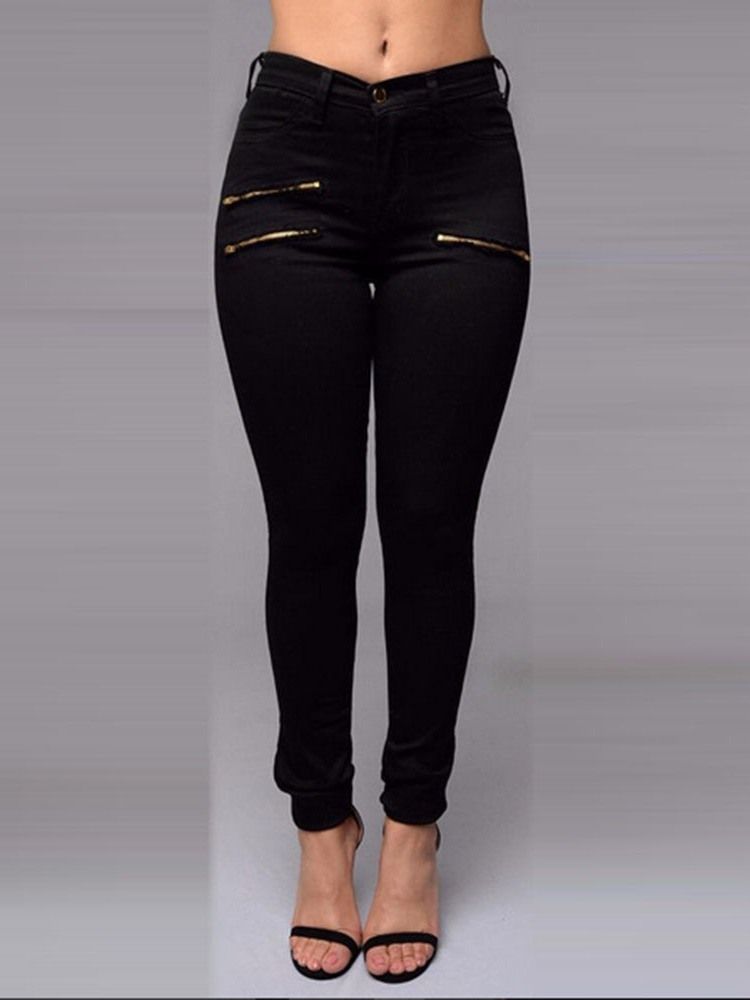 Calça Lápis Lápis Feminina Calça Jeans Skinny Com Zíper