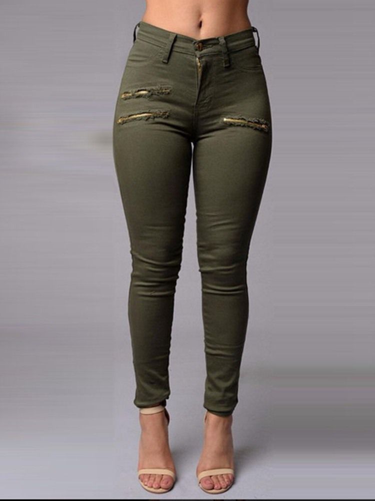 Calça Lápis Lápis Feminina Calça Jeans Skinny Com Zíper