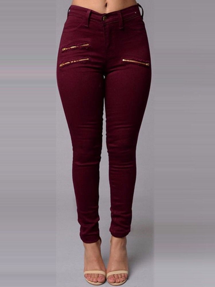 Calça Lápis Lápis Feminina Calça Jeans Skinny Com Zíper