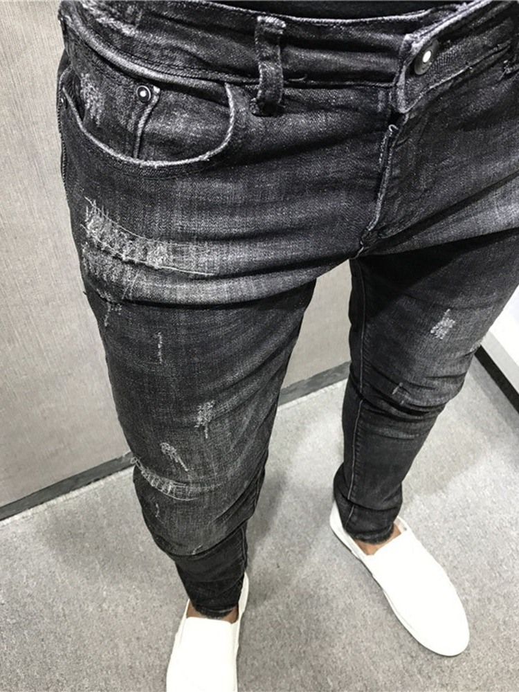 Calça Lápis Lápis Fina Masculina Com Zíper Calça Jeans