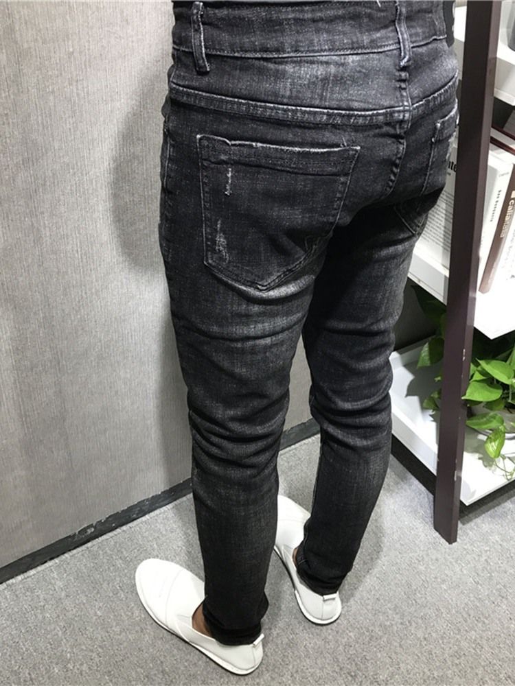 Calça Lápis Lápis Fina Masculina Com Zíper Calça Jeans