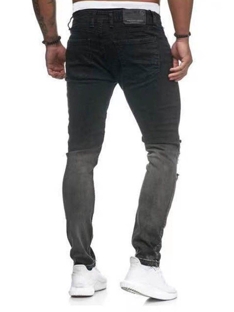 Calça Lápis Gradiente Bolso Calça Jeans Casuais Masculinos Com Zíper