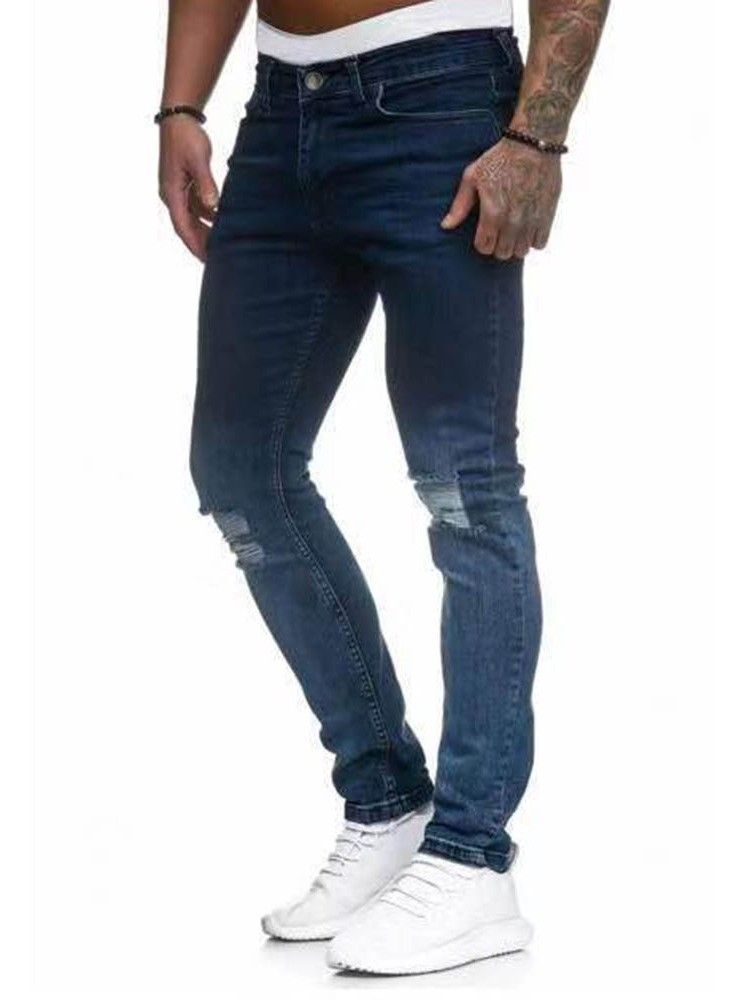 Calça Lápis Gradiente Bolso Calça Jeans Casuais Masculinos Com Zíper