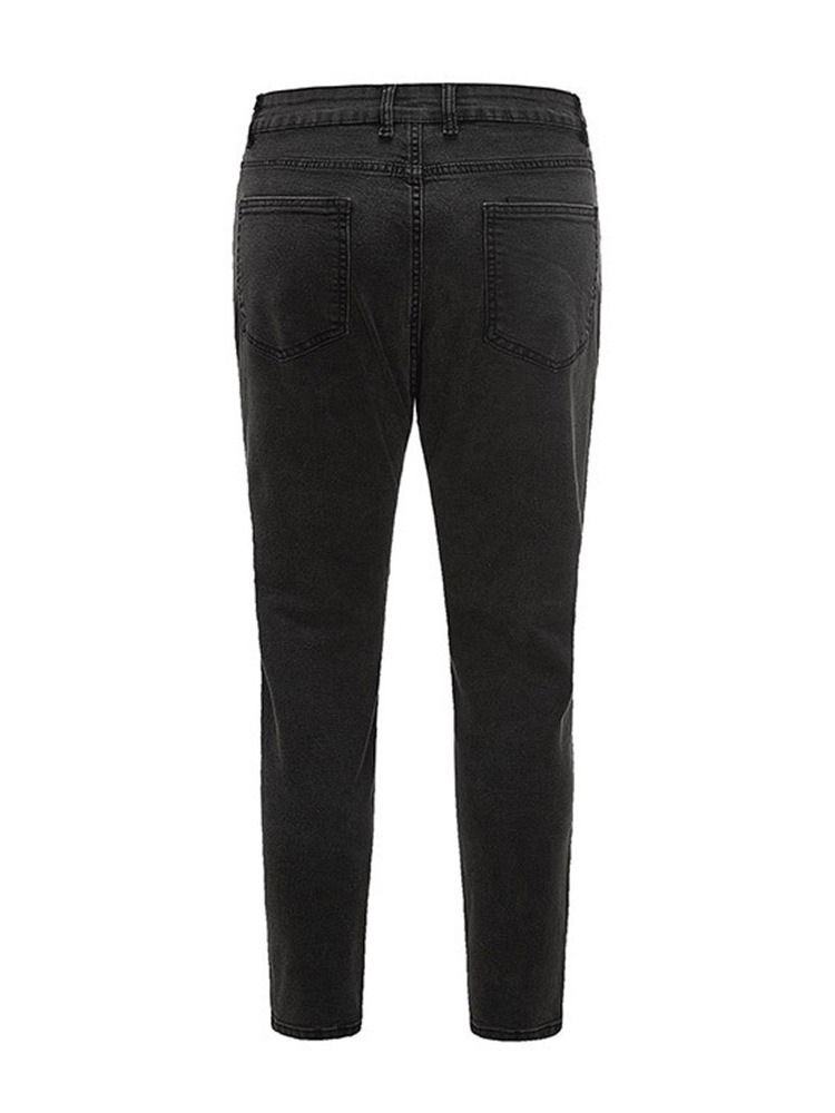 Calça Lápis Liso Bolso Calça Jeans Casual Masculina Com Zíper