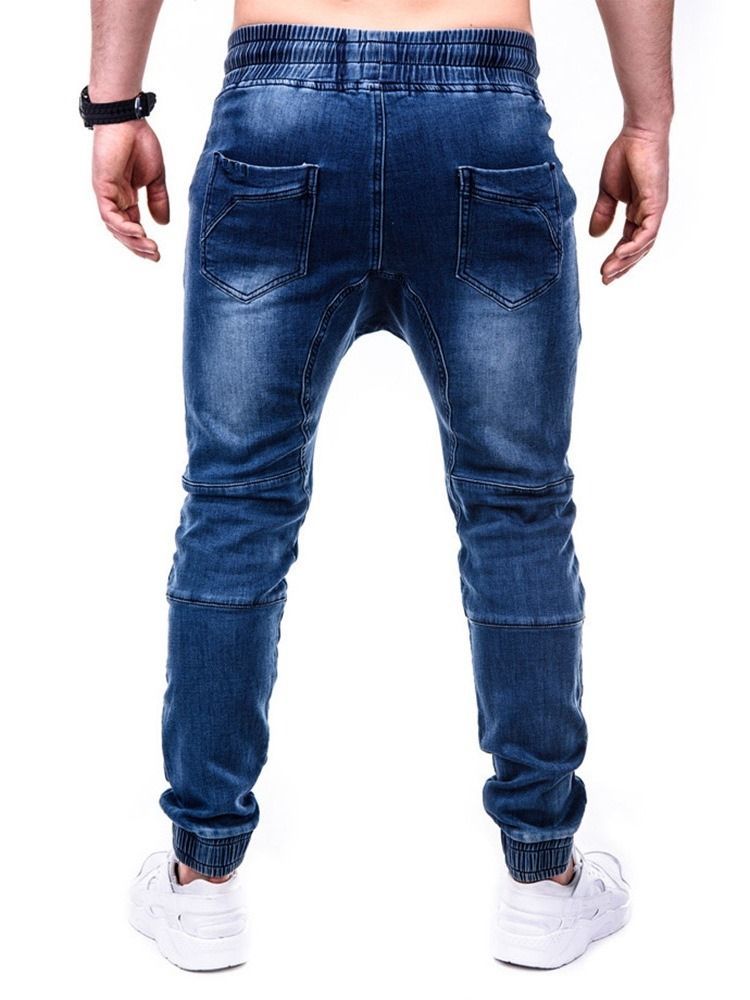 Calça Lápis Liso Zíper Casual Cintura Média Calça Jeans Masculina