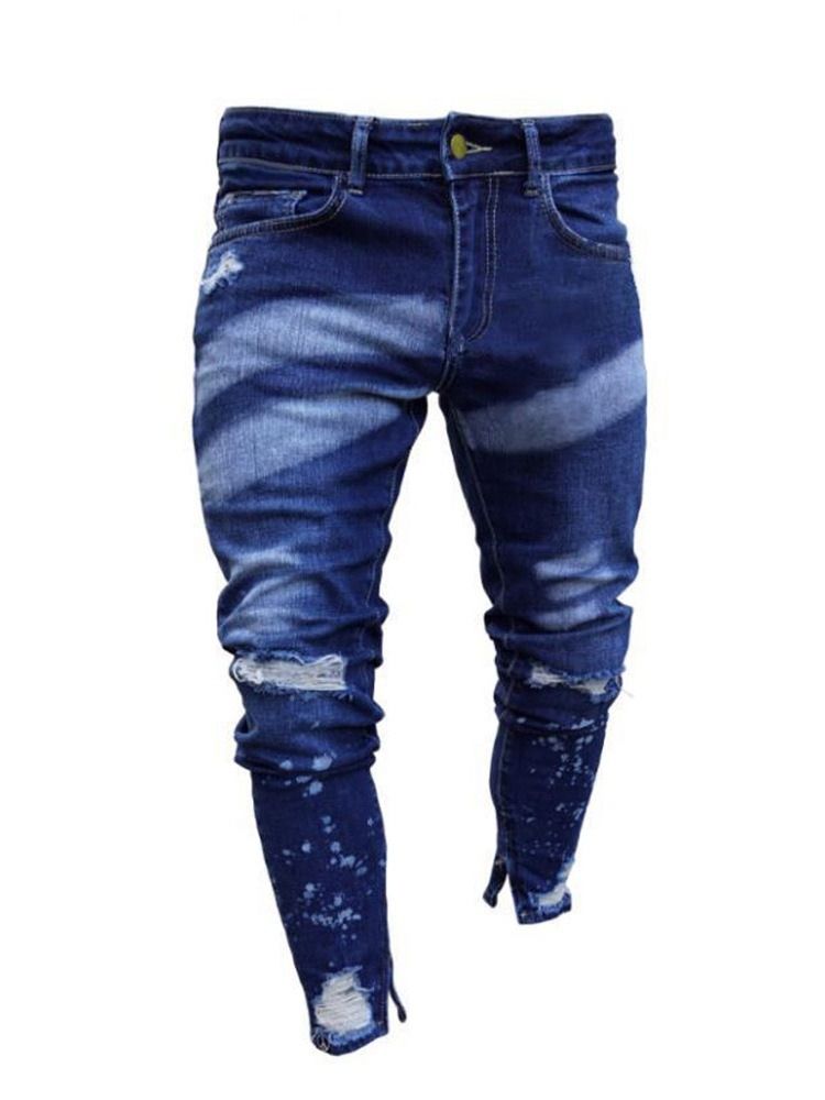 Calça Lápis Masculina Com Zíper Jeans Europeus