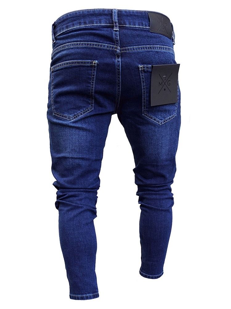 Calça Lápis Masculina Com Zíper Jeans Europeus