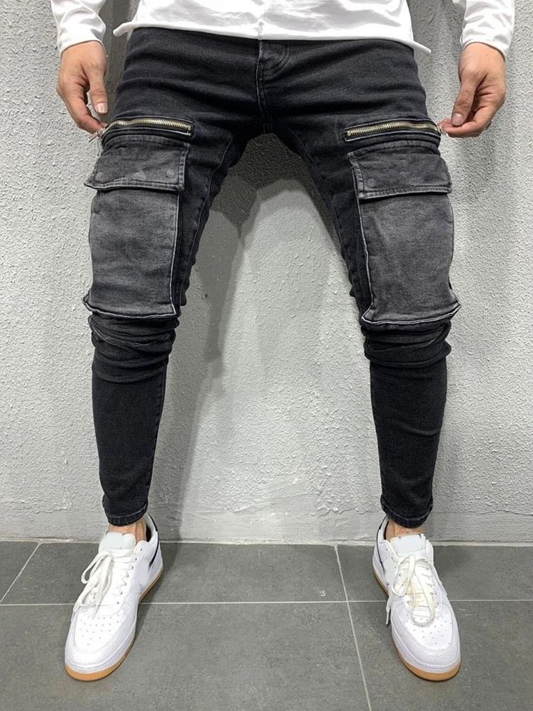 Calça Lápis Masculina Usada Jeans Europeus De Cintura Média