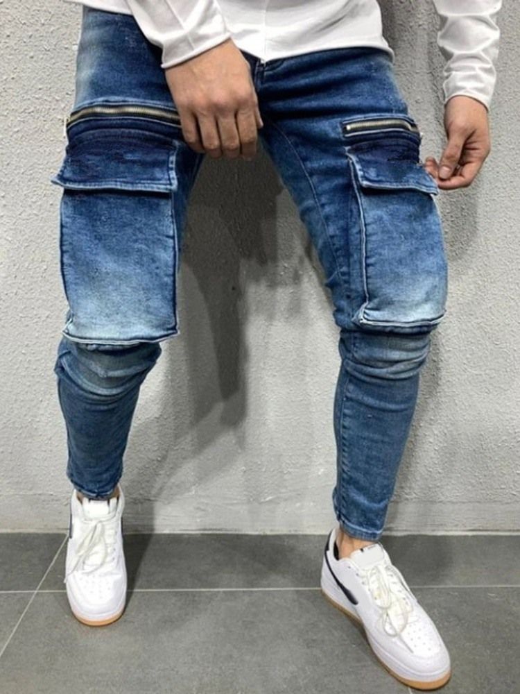 Calça Lápis Masculina Usada Jeans Europeus De Cintura Média