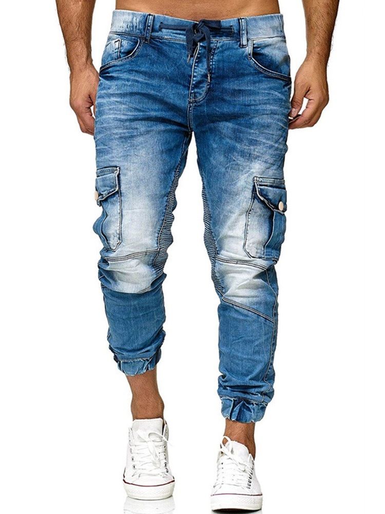 Calça Lápis Lápis Masculino Com Renda Jeans Casual